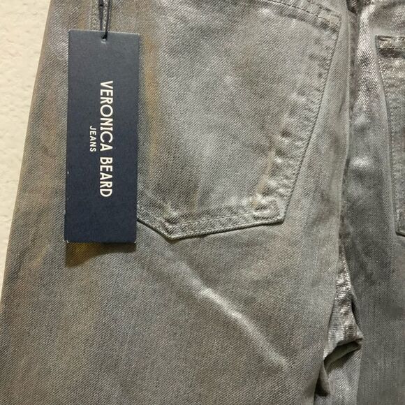 NWT Veronica Beard Daniela Straight-Leg Metallic Jeans size 26 - Picture 7 of 9